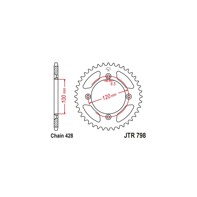 Rear sprocket JT 46T, 428