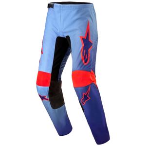 Spodnie motocrossowe Alpinestars Fluid Lucent niebiesko-jasnoniebiesko-pomarańczowe