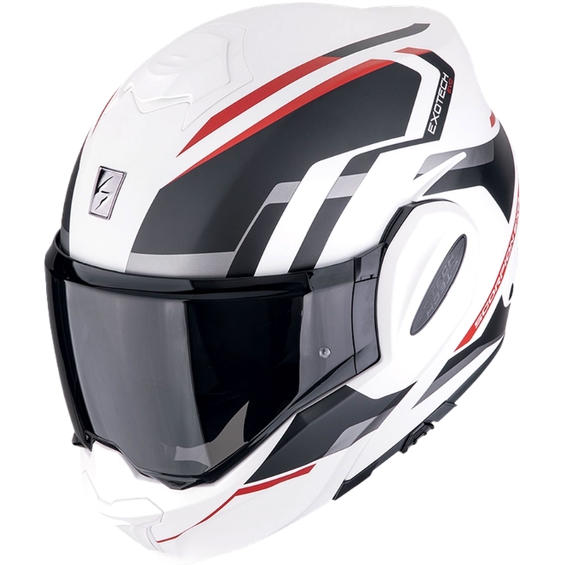 Kask motocyklowy typu flip-up Scorpion EXO-TECH EVO FURIO matowy biało-czarno-czerwony wyprzedaż