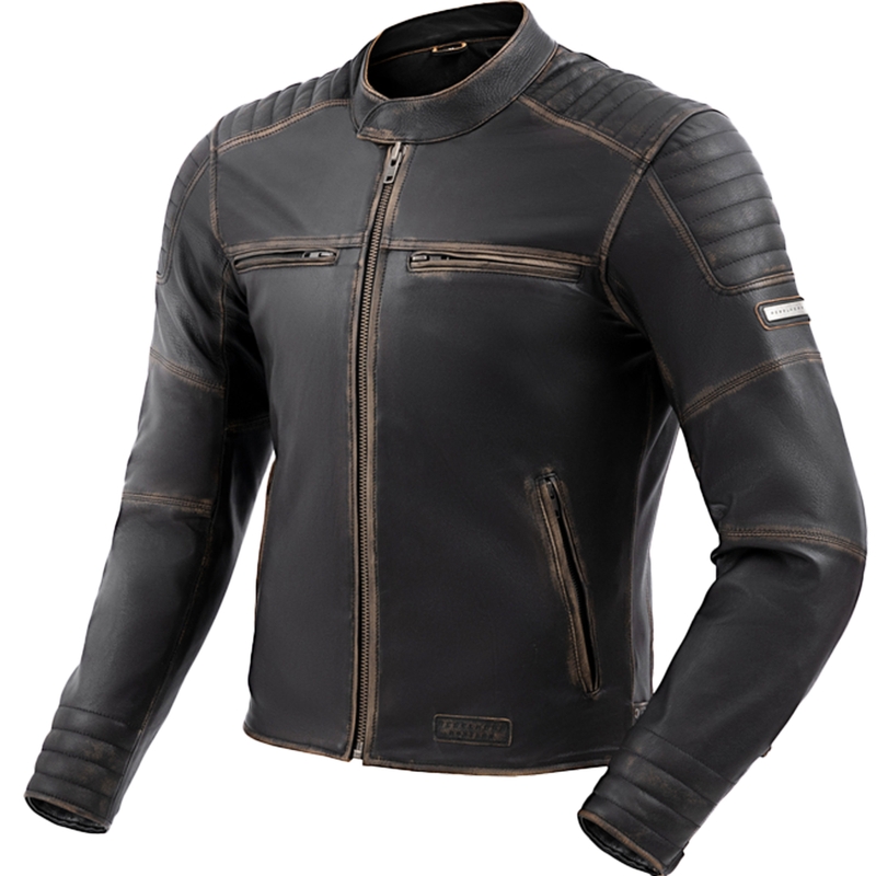 Brązowa skórzana kurtka motocyklowa Rebelhorn Hunter II