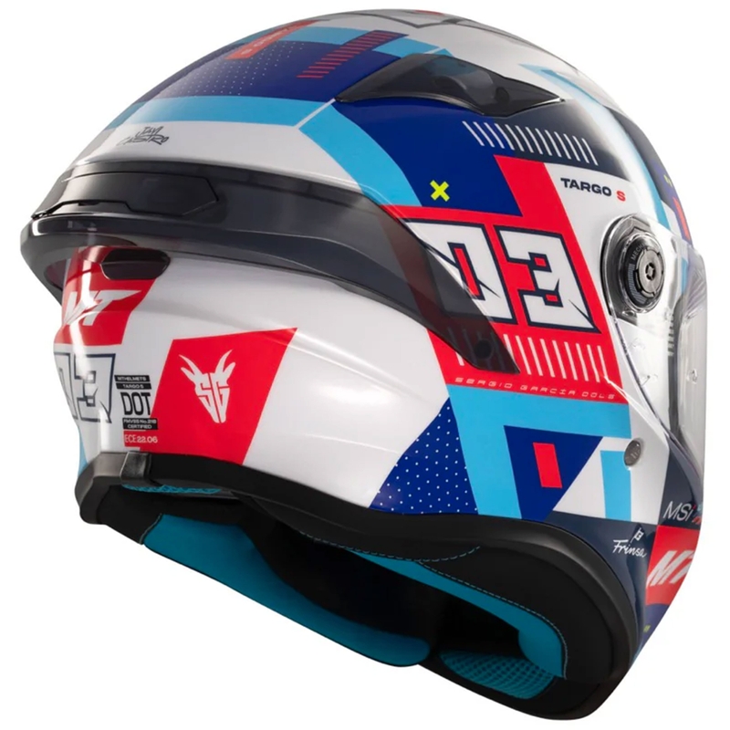 Kask motocyklowy integralny MT Targo S SERGIO GARCIA niebiesko-czerwono-biały