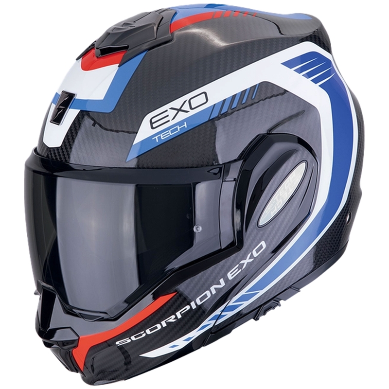Kask motocyklowy składany Scorpion EXO-TECH EVO CARBON COSY czarno-niebiesko-czerwony
