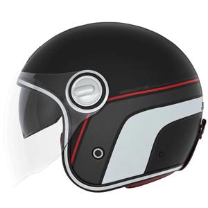 Kask motocyklowy otwarty NOX PREMIUM Heritage matowy czarno-czerwono-biały