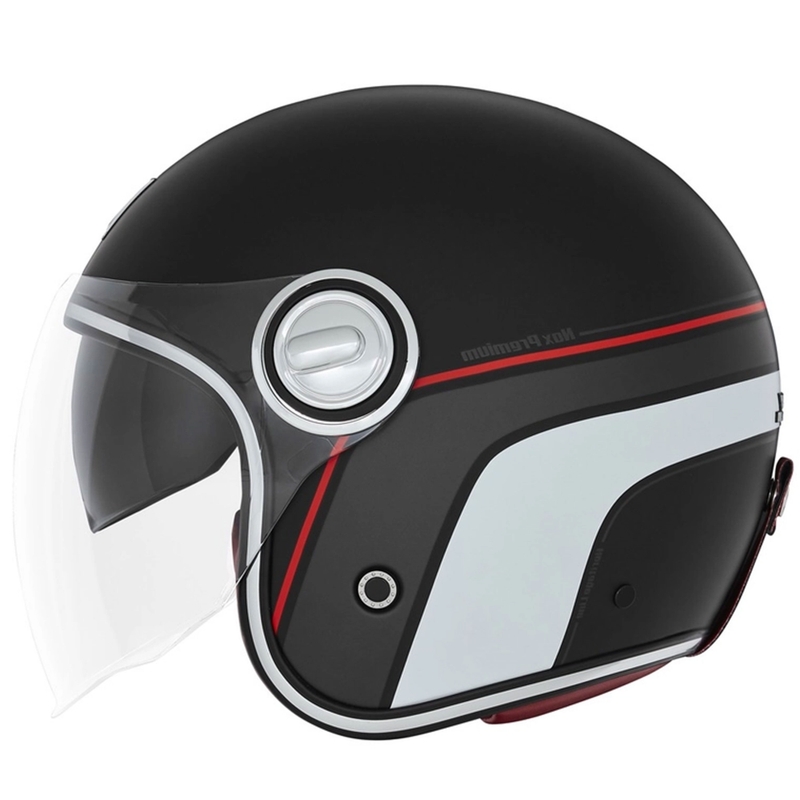Kask motocyklowy otwarty NOX PREMIUM Heritage matowy czarno-czerwono-biały