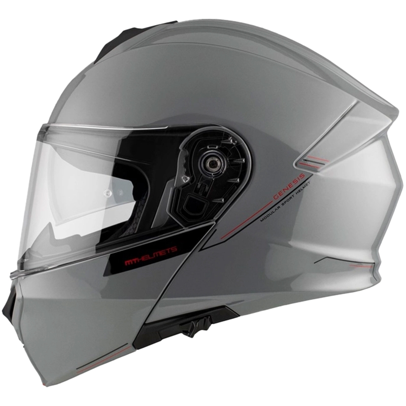 Kask motocyklowy typu flip-up MT Genesis SV Solid A12 połyskujący szary