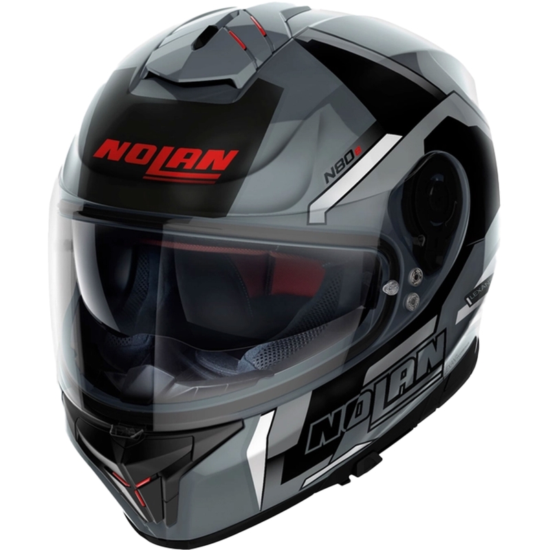 Nolan N80-8 Wanted N-com kask motocyklowy integralny połyskujący czarno-szary