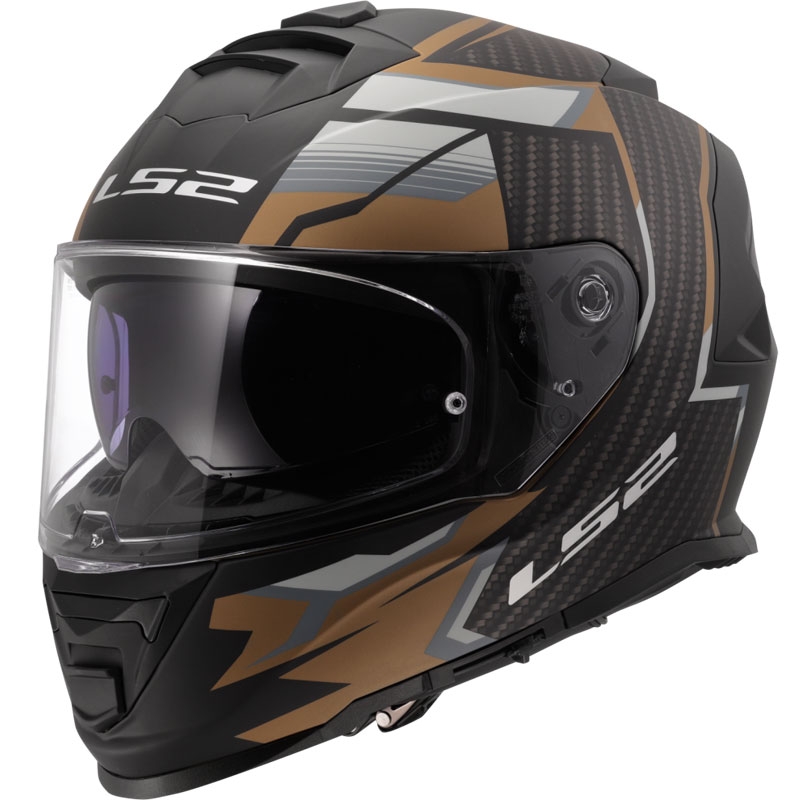 Kask motocyklowy integralny LS2 FF800 Storm II Tracker czarno-złoty