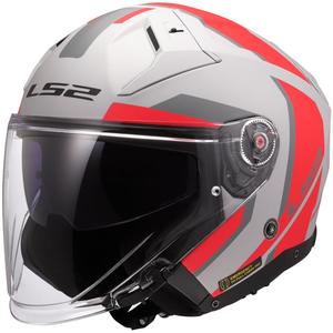 Kask motocyklowy otwarty LS2 OF603 Infinity II Focus szaro-czerwony