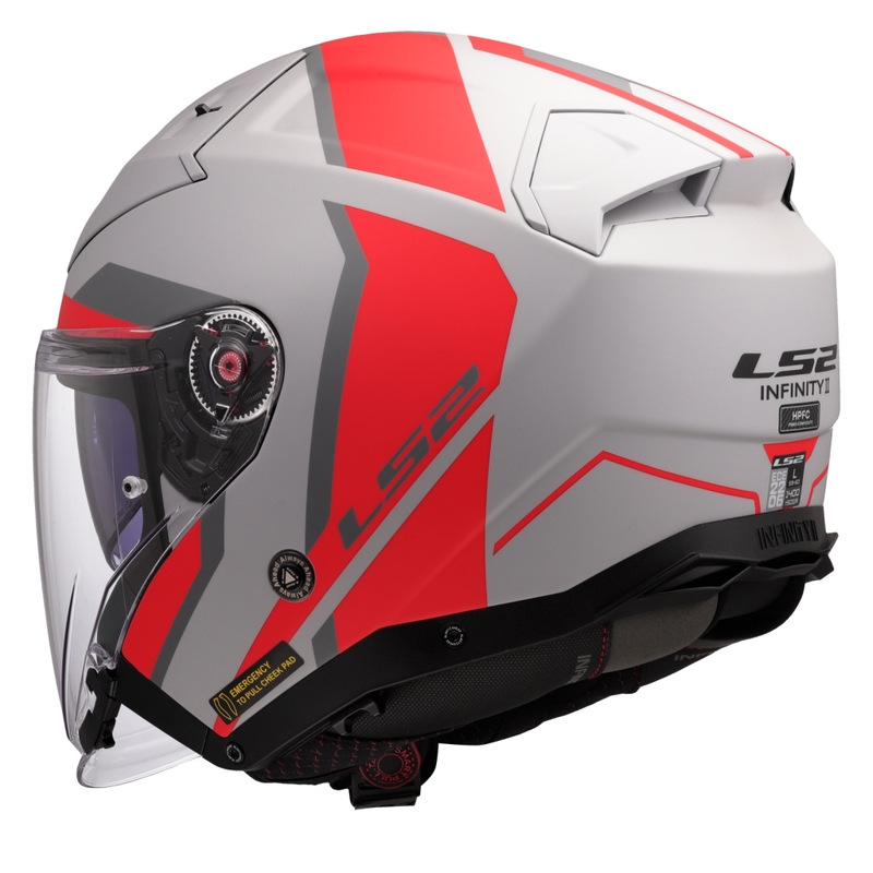 Kask motocyklowy otwarty LS2 OF603 Infinity II Focus szaro-czerwony