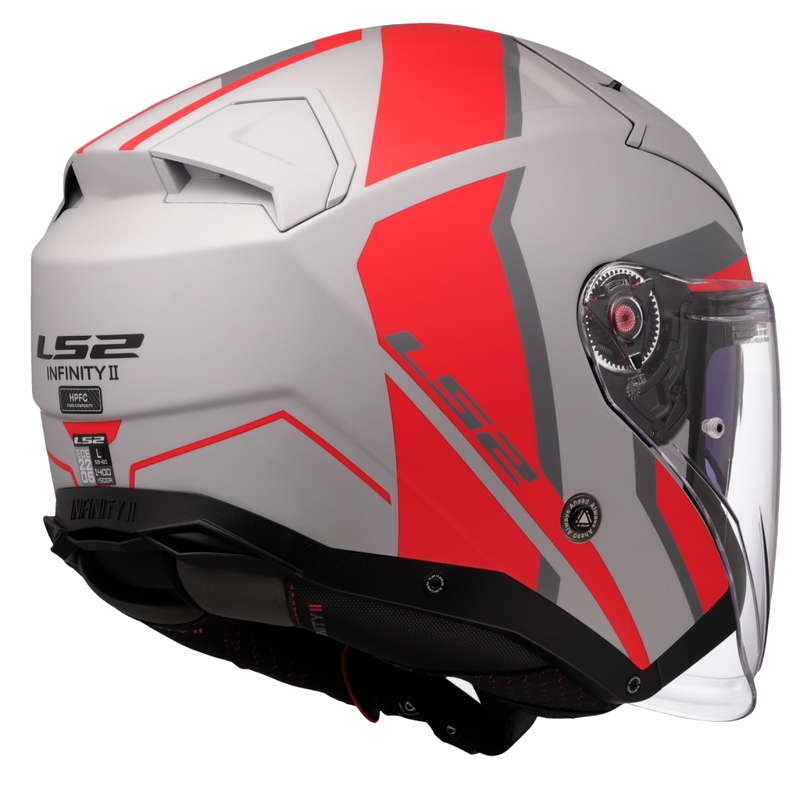 Kask motocyklowy otwarty LS2 OF603 Infinity II Focus szaro-czerwony