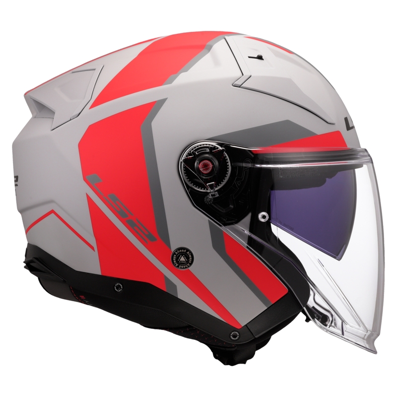 Kask motocyklowy otwarty LS2 OF603 Infinity II Focus szaro-czerwony