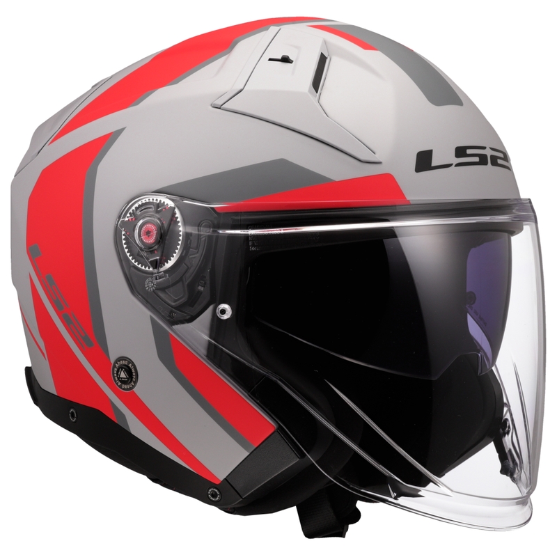 Kask motocyklowy otwarty LS2 OF603 Infinity II Focus szaro-czerwony