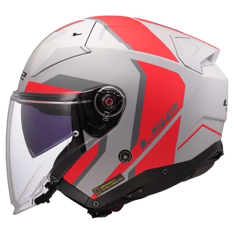 Kask motocyklowy otwarty LS2 OF603 Infinity II Focus szaro-czerwony