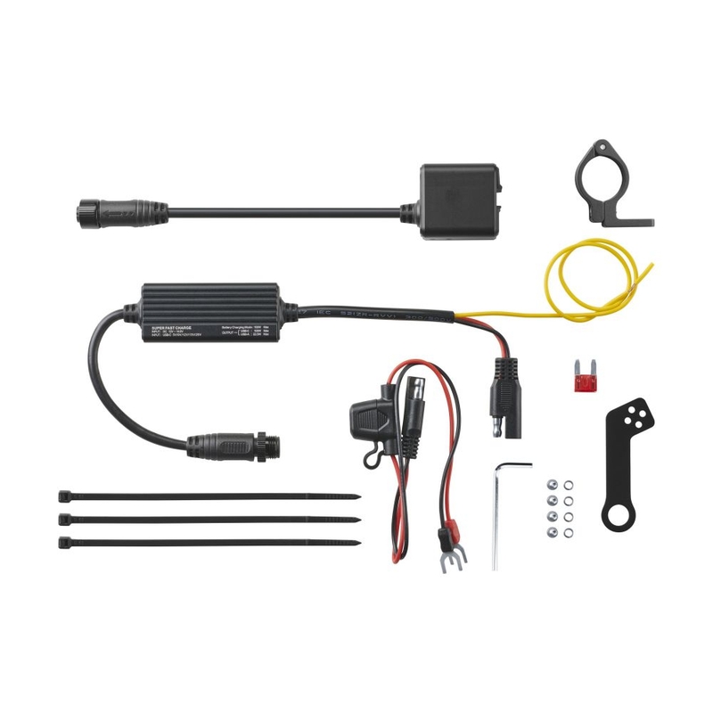 Ładowarka Interphone USB-C, USB-A z ładowaniem akumulatora motocyklowego czarna