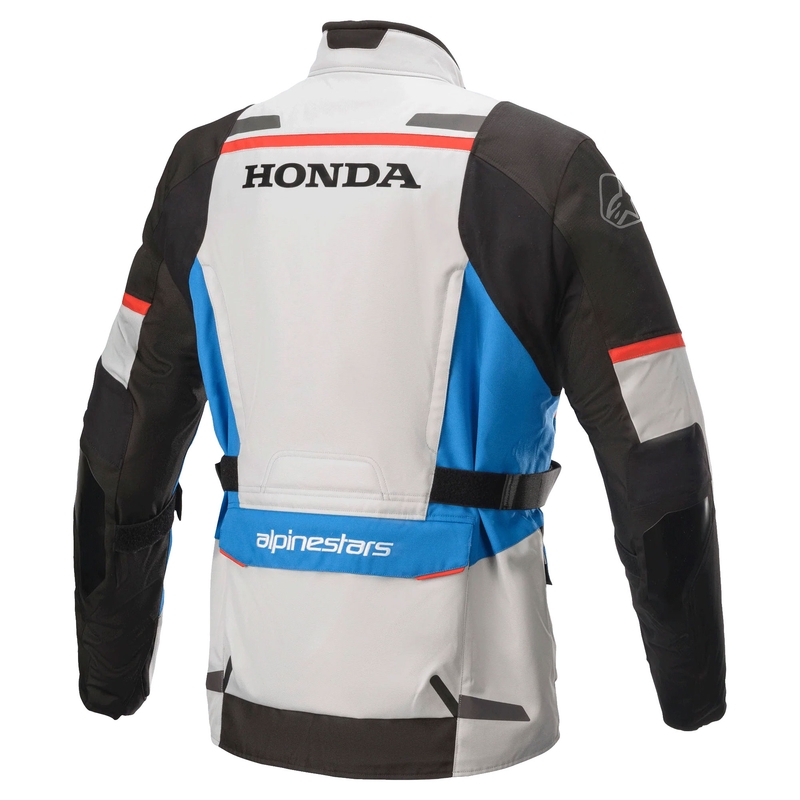Kurtka motocyklowa Alpinestar Andes Drystar Honda w kolorze szaro-czarno-niebiesko-czerwonym
