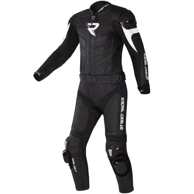 Kombinezon motocyklowy skórzany Street Racer Fast Track 2.1 czarno-biały