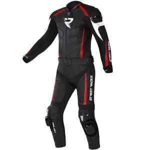 Kombinezon motocyklowy skórzany Street Racer Fast Track 2.1 czarno-czerwony