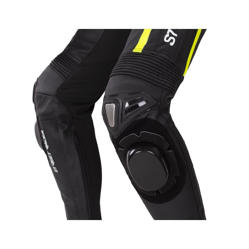 Kombinezon motocyklowy Street Racer Fast Track 2.1 skórzany, czarno-fluo-żółto-biały