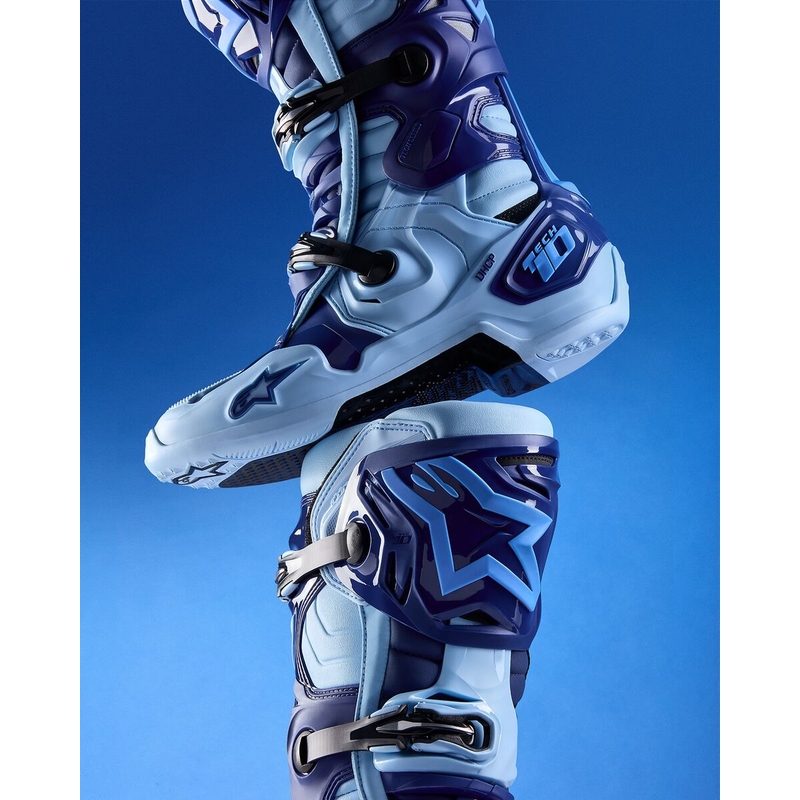 Buty motocyklowe Alpinestars Tech 10 Limited Edition Steelers w kolorze niebiesko-jasnoniebieskim