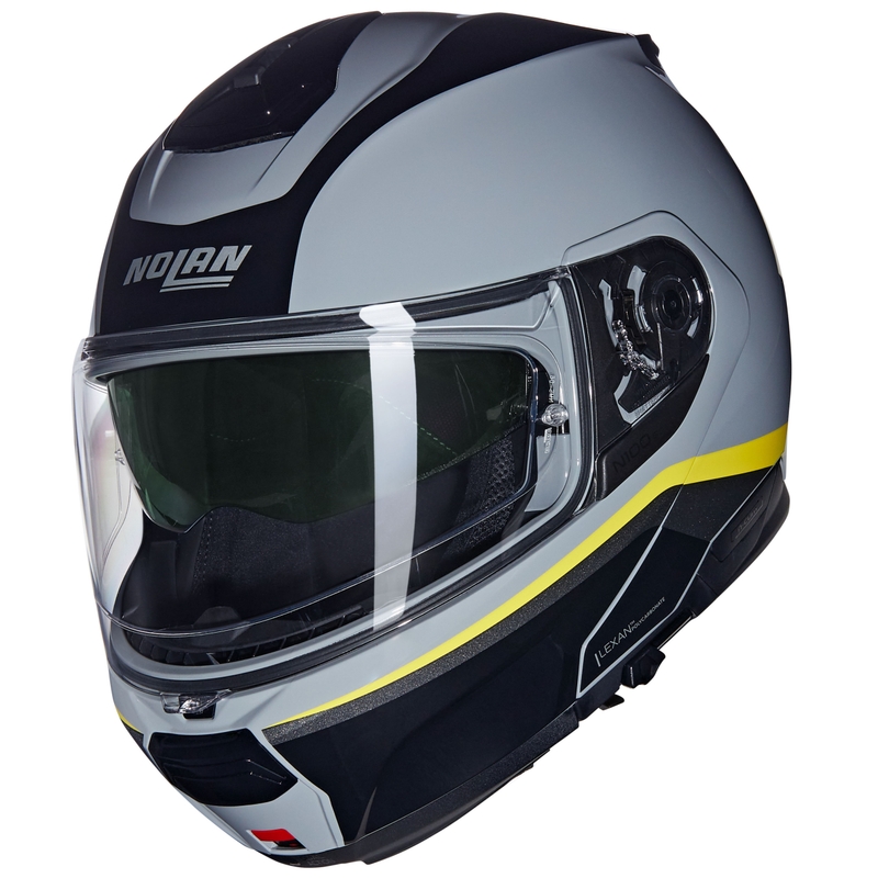 Kask motocyklowy typu flip-up Nolan N100-6 Incognito N-COM 346 szaro-czarno-żółty
