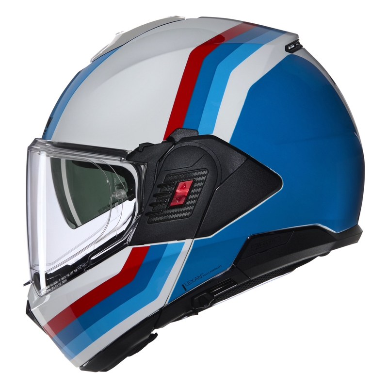 Kask motocyklowy typu flip-up Nolan N120-1 Lineo N-COM 347 biało-niebiesko-czerwony