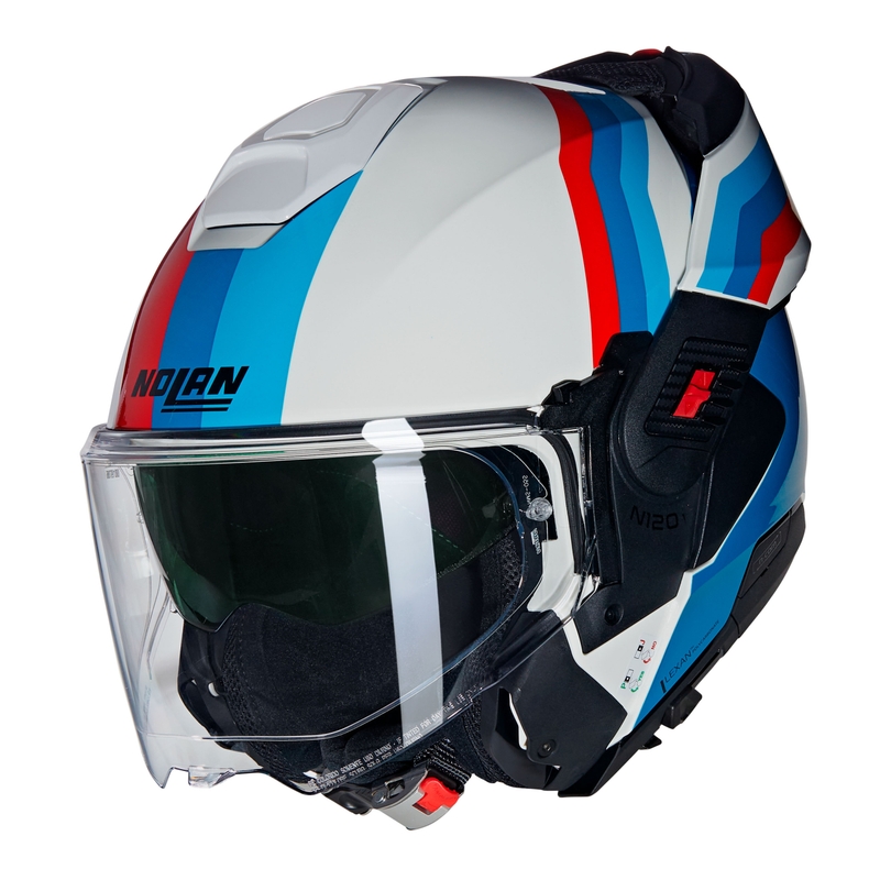 Kask motocyklowy typu flip-up Nolan N120-1 Lineo N-COM 347 biało-niebiesko-czerwony