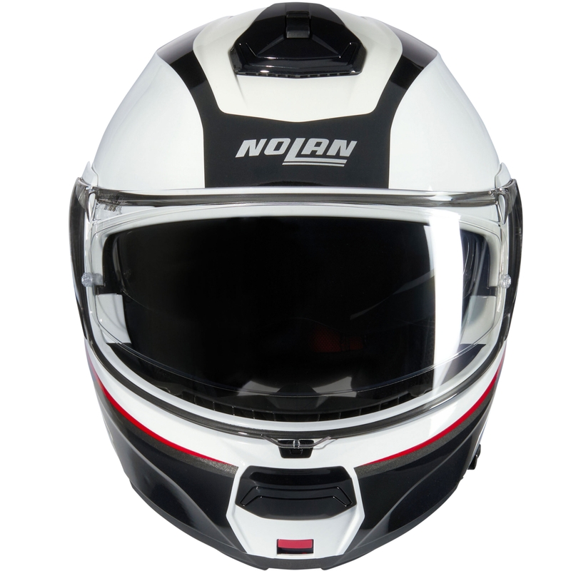Kask motocyklowy typu flip-up Nolan N100-6 Incognito N-COM 344 biały-czarny-czerwony