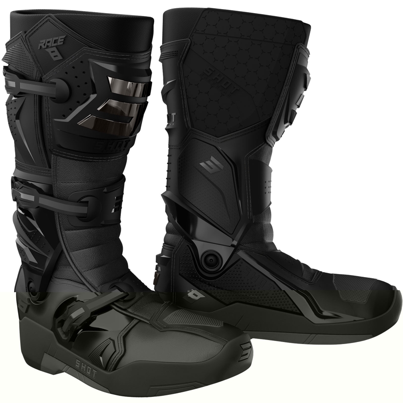 Buty motocyklowe Shot Race 8 Chrome do motocrossu, czarne