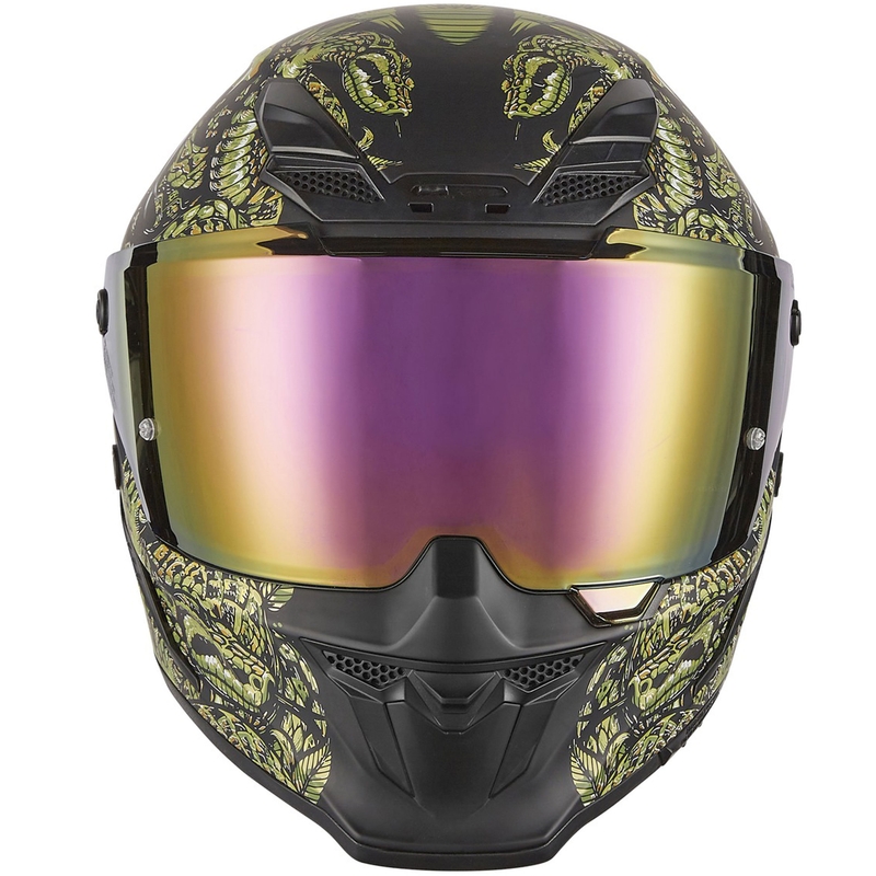 Kask motocyklowy integralny NOX Exlusiv Goliath Mythology matowy czarno-złoty