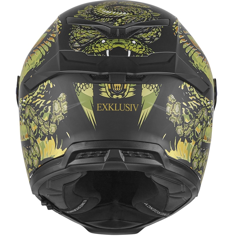 Kask motocyklowy integralny NOX Exlusiv Goliath Mythology matowy czarno-złoty