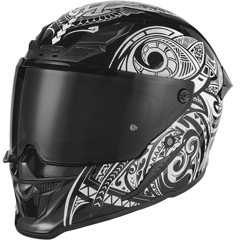 Kask motocyklowy integralny NOX Exlusiv Goliath Maori czarno-biały
