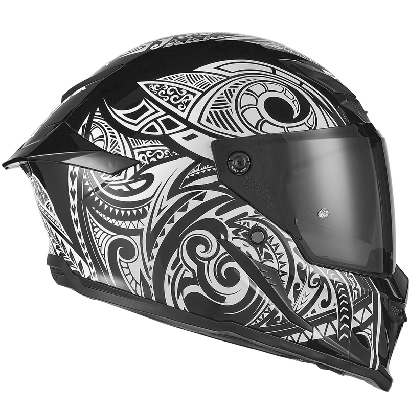 Kask motocyklowy integralny NOX Exlusiv Goliath Maori czarno-biały