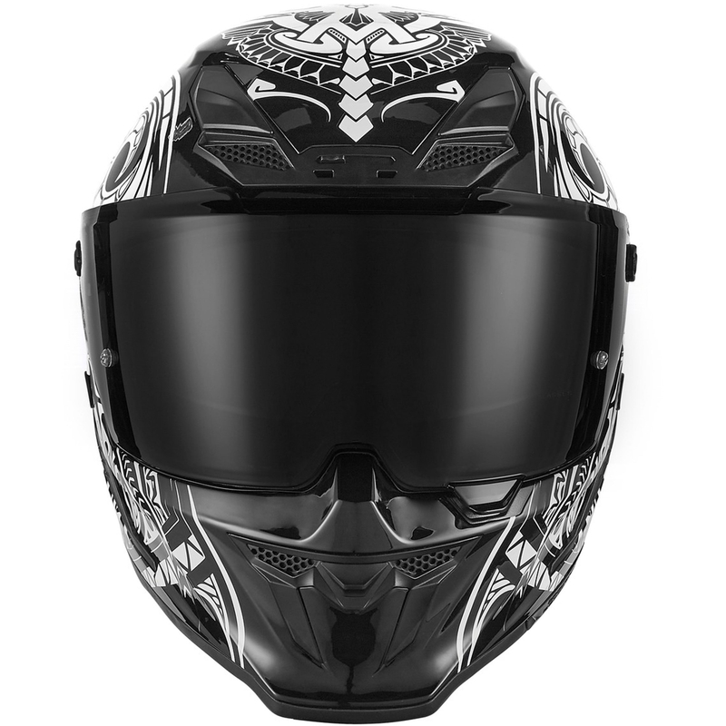 Kask motocyklowy integralny NOX Exlusiv Goliath Maori czarno-biały
