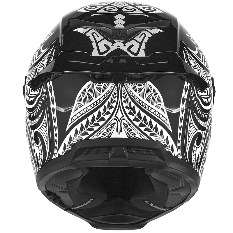 Kask motocyklowy integralny NOX Exlusiv Goliath Maori czarno-biały