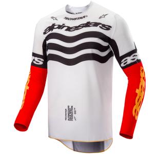 Koszulka motocrossowa Alpinestars Techstar w limitowanej edycji Głęboka czerń-biel-fluo-czerwono-pomarańczowa