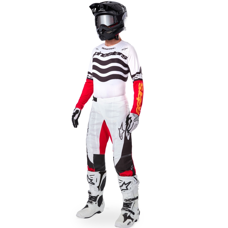 Koszulka motocrossowa Alpinestars Techstar w limitowanej edycji Głęboka czerń-biel-fluo-czerwono-pomarańczowa
