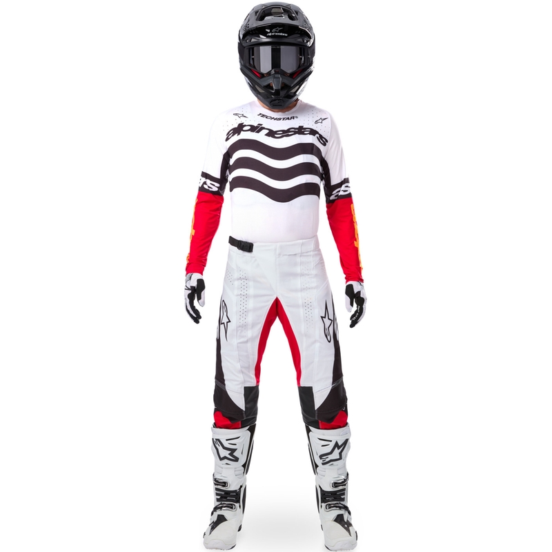 Koszulka motocrossowa Alpinestars Techstar w limitowanej edycji Głęboka czerń-biel-fluo-czerwono-pomarańczowa