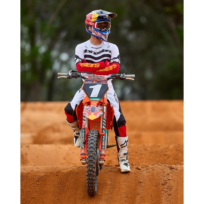 Koszulka motocrossowa Alpinestars Techstar w limitowanej edycji Głęboka czerń-biel-fluo-czerwono-pomarańczowa