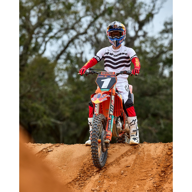 Koszulka motocrossowa Alpinestars Techstar w limitowanej edycji Głęboka czerń-biel-fluo-czerwono-pomarańczowa