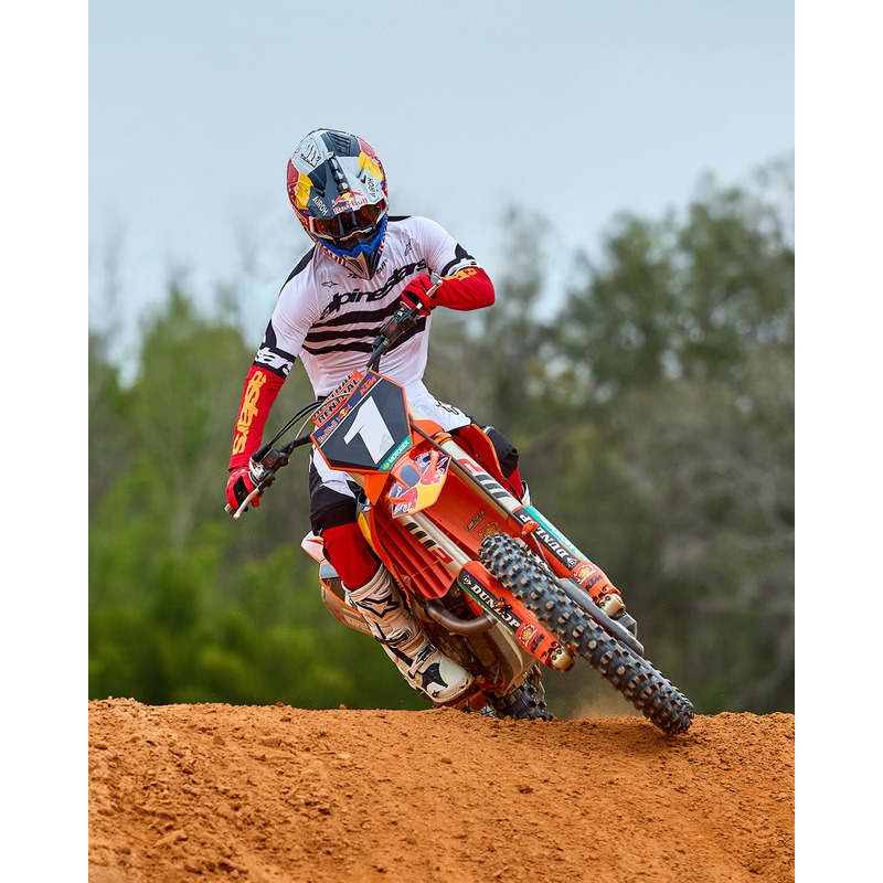 Koszulka motocrossowa Alpinestars Techstar w limitowanej edycji Głęboka czerń-biel-fluo-czerwono-pomarańczowa