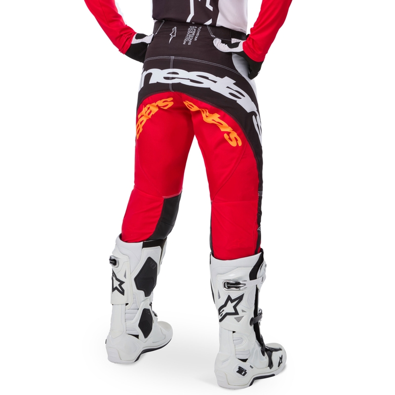 Spodnie motocrossowe Alpinestars Techstar edycja limitowana Głęboka czerń-biel-fluo-czerwono-pomarańczowy