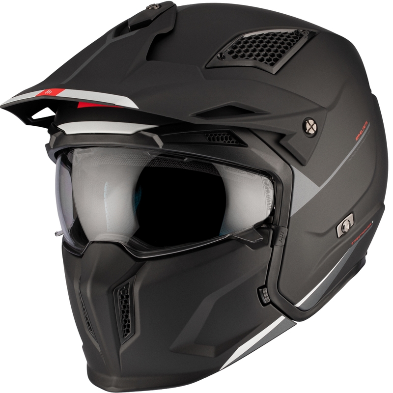 Kask otwarty z maską MT Streetfighter SV S Solid A1 czarny mat