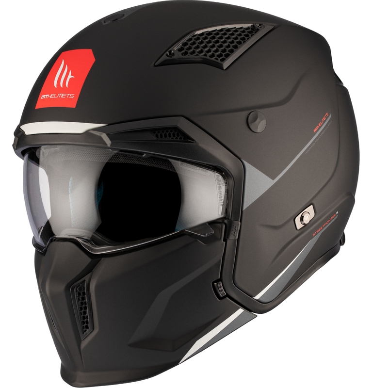 Kask otwarty z maską MT Streetfighter SV S Solid A1 czarny mat