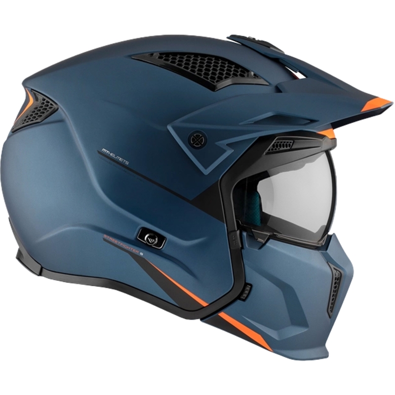 Kask otwarty z maską MT Streetfighter SV S Solid A7 matowy niebieski