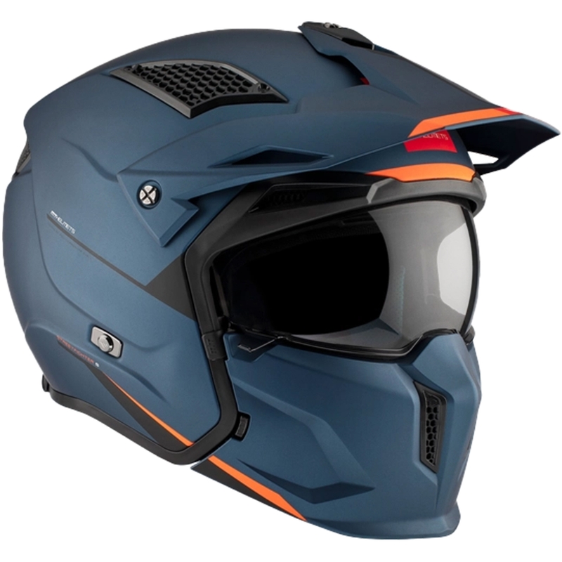 Kask otwarty z maską MT Streetfighter SV S Solid A7 matowy niebieski