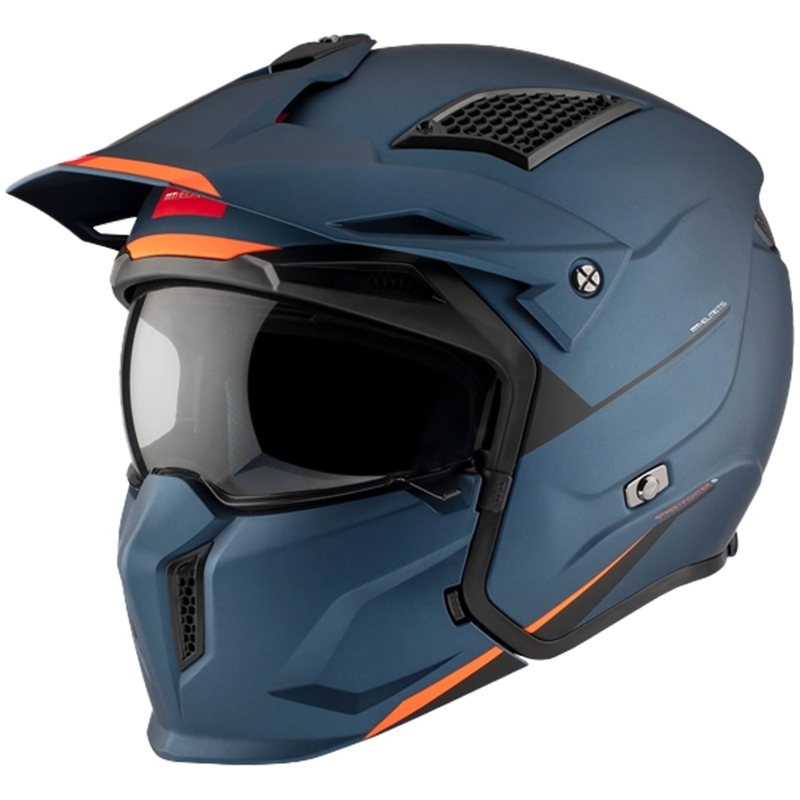 Kask otwarty z maską MT Streetfighter SV S Solid A7 matowy niebieski
