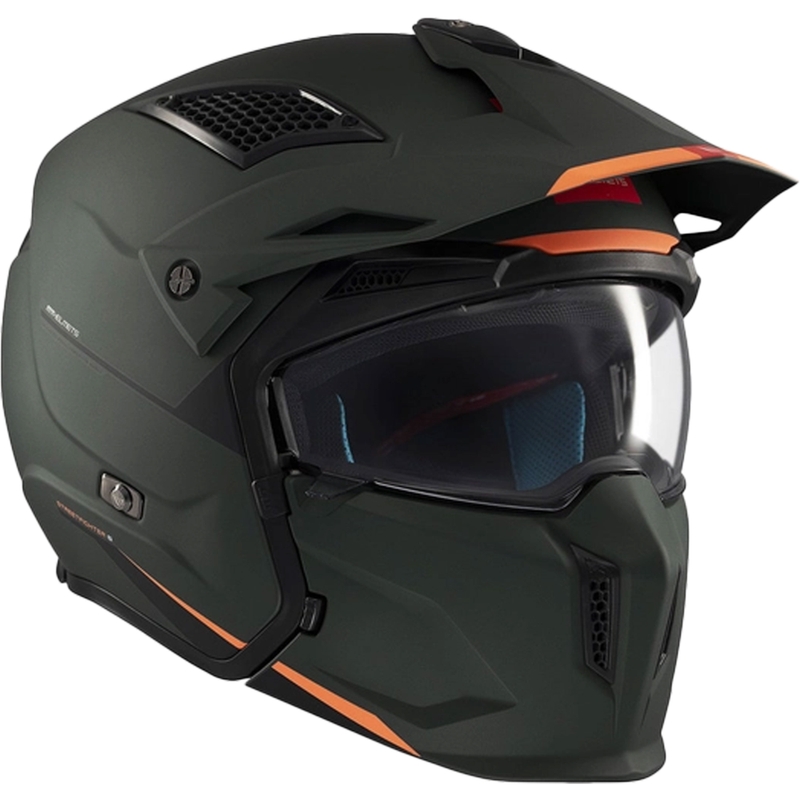 Kask otwarty z maską MT Streetfighter SV S Solid A6 matowy zielony