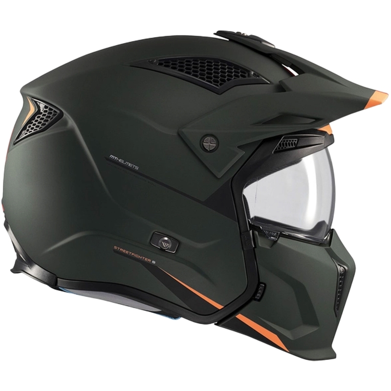 Kask otwarty z maską MT Streetfighter SV S Solid A6 matowy zielony