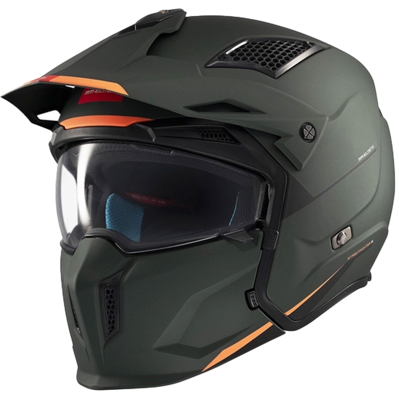 Kask otwarty z maską MT Streetfighter SV S Solid A6 matowy zielony