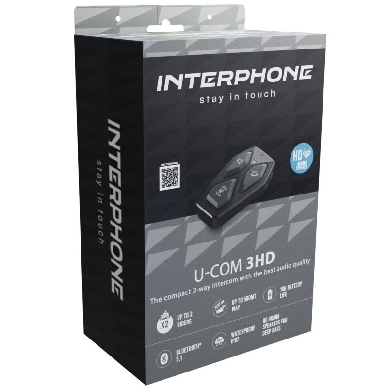 Słuchawka Bluetooth do kasków zamkniętych i otwartych Interphone U-COM3 z głośnikami HD